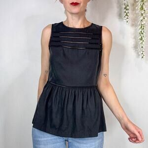 100% Silk Madewell Black Sleeveless Blouse